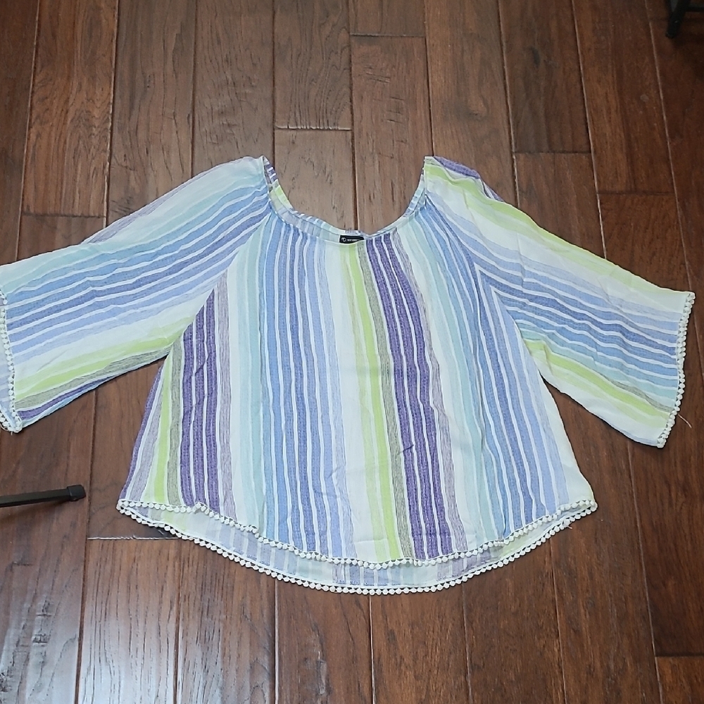 New Directions Vertically Striped Off the Shoulder Blouse size XL